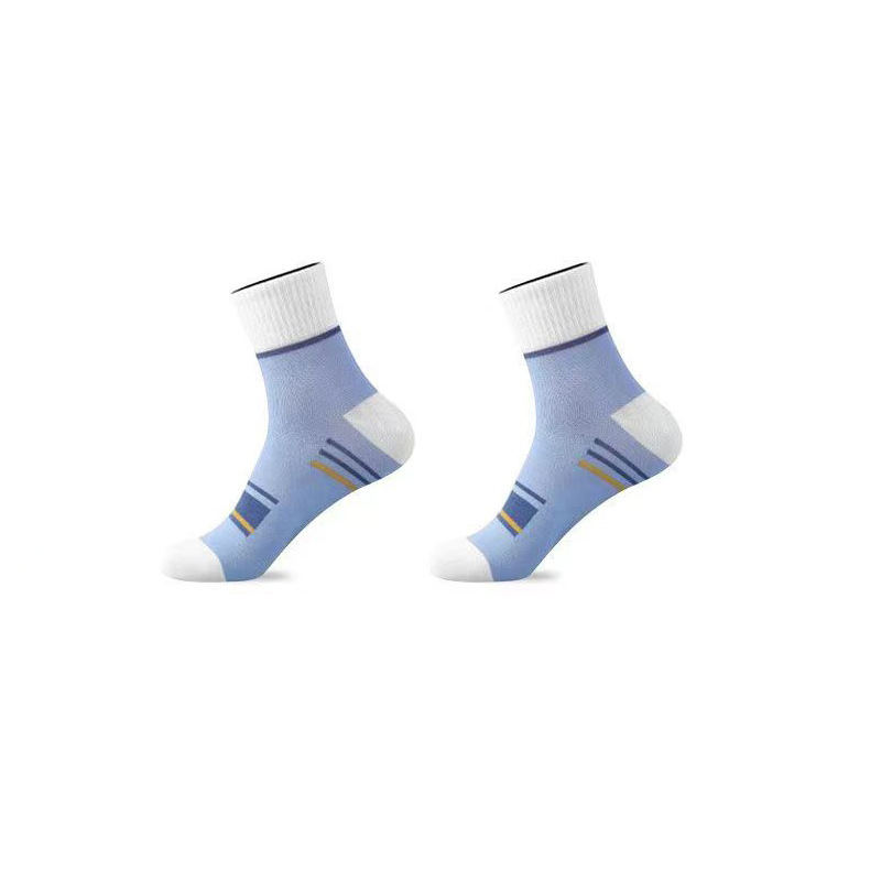 Socks Men's Solid Color Stockings Deodorant and Sweat-Absorbing Breathable Autumn and Winter Mid-Calf Length Socks Four Seasons All-Match Fashion Sports Men Socks