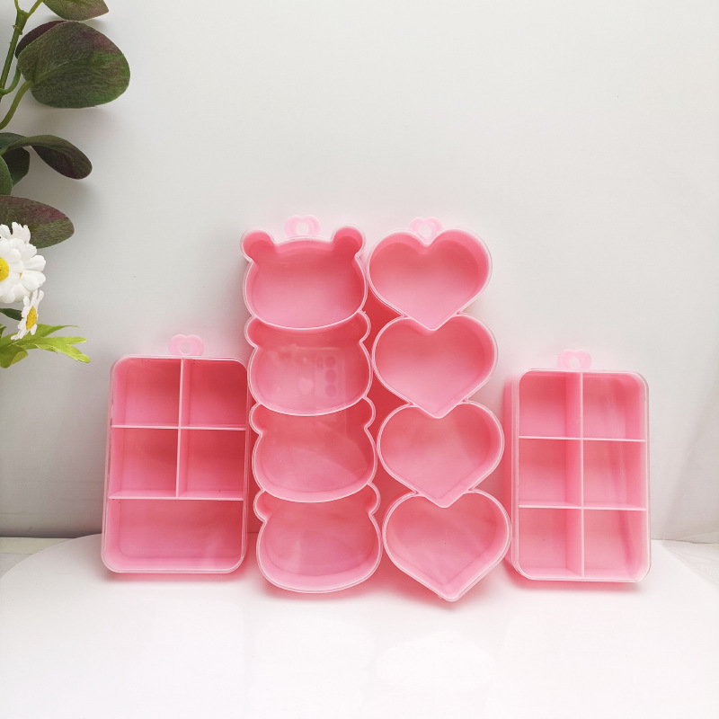 Sweet Cute Love Heart Grid Storage Box Children's Handmade DIY Main Bear Ornament Accessory Storage Box