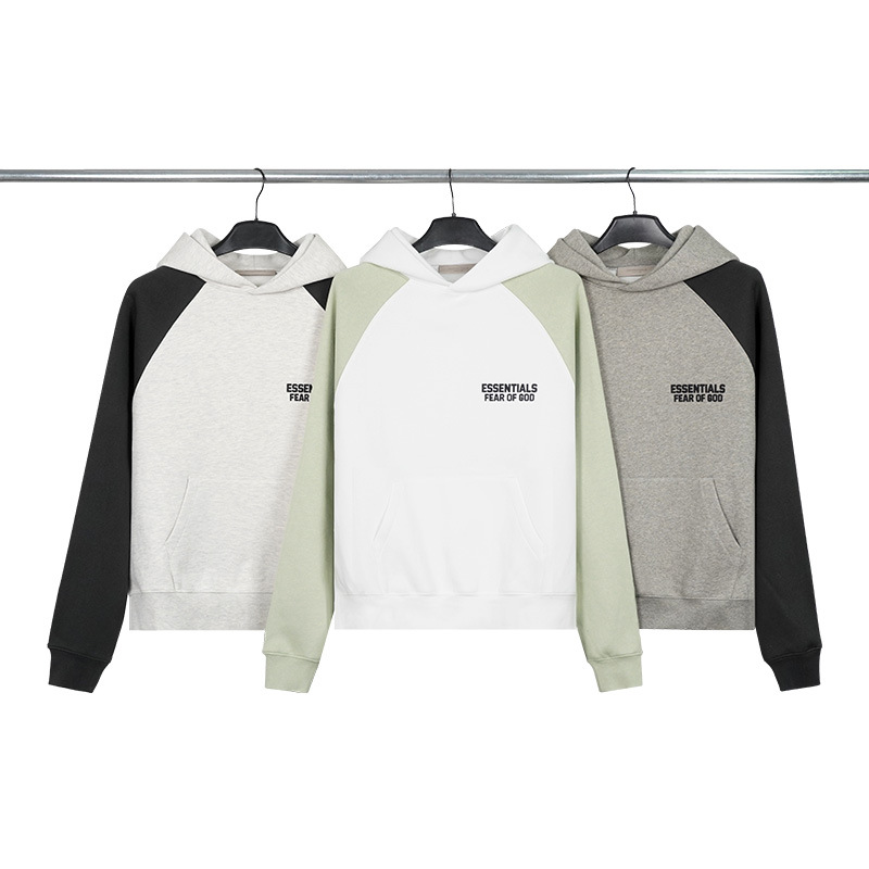 fog复线essentials高街小标双排植绒印花拼接连帽卫衣