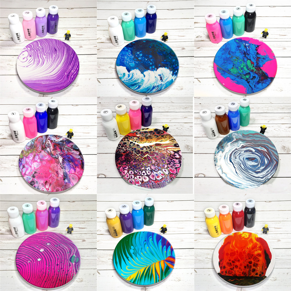 diy流体画手工家居创意效果diy装饰画流体熊流体画套装摆摊玩具