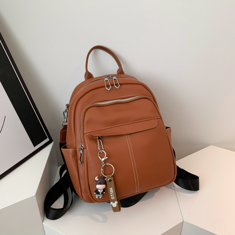 Fashion Trendy Backpack Women's Pu Soft Leather 2023 New Korean Style Versatile Outdoor Travel Shoulder Bag