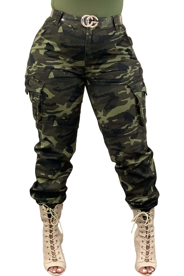 D8635 New Product AliExpress Amazon Independent Station European and American Fashion Women's Wear Camouflage with Cotton Tapered Overalls Women Clothes