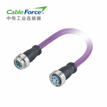m12圆形连接器DeviceNet，CANopen 粗缆公母双头 成型式 预铸电缆