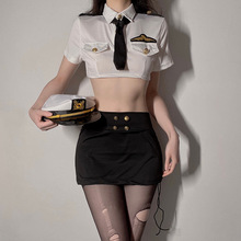 情趣内衣性感空姐女警角色扮演海军制服诱惑露腰包臀裙套装A053