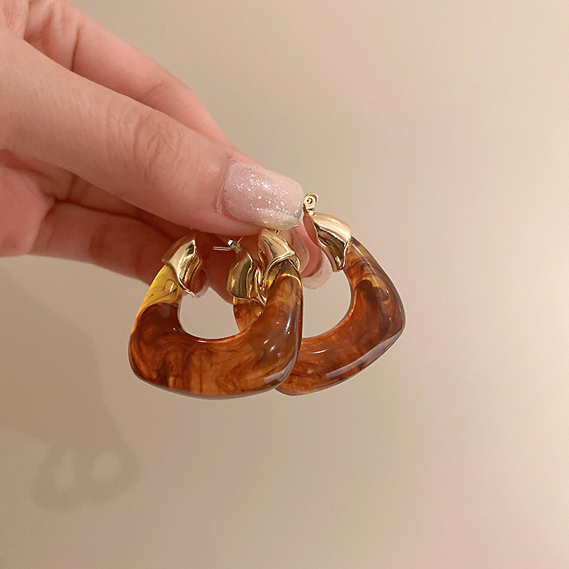 Amber European and American Exaggerated and Personalized Fashionable Retro Acrylic Ear Ring U-Shaped Earrings Women's Niche High-Grade Earrings