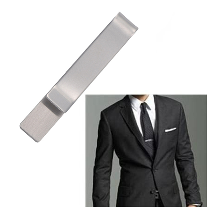 Cross-Border Hot-Selling Mirror Stainless Steel Simple European and American Style Suit Tie Clip Jewelry Glossy Laser Wallet Clip