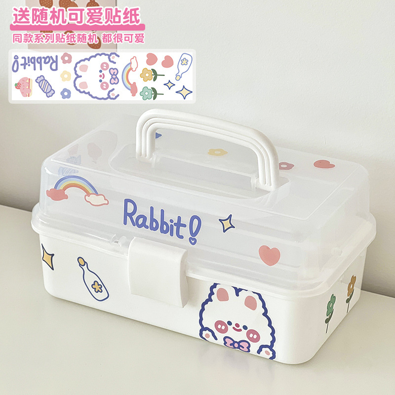 Multi-Layer Cosmetics Storage Box Desktop Large Capacity Student Dormitory Stationery Art Student Portable Storage Box Cosmetic Case