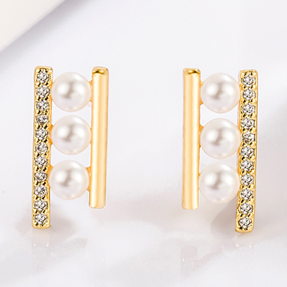 韩版东大门女式耳钉简约气质 abs仿珍珠梯珠耳钉冷淡