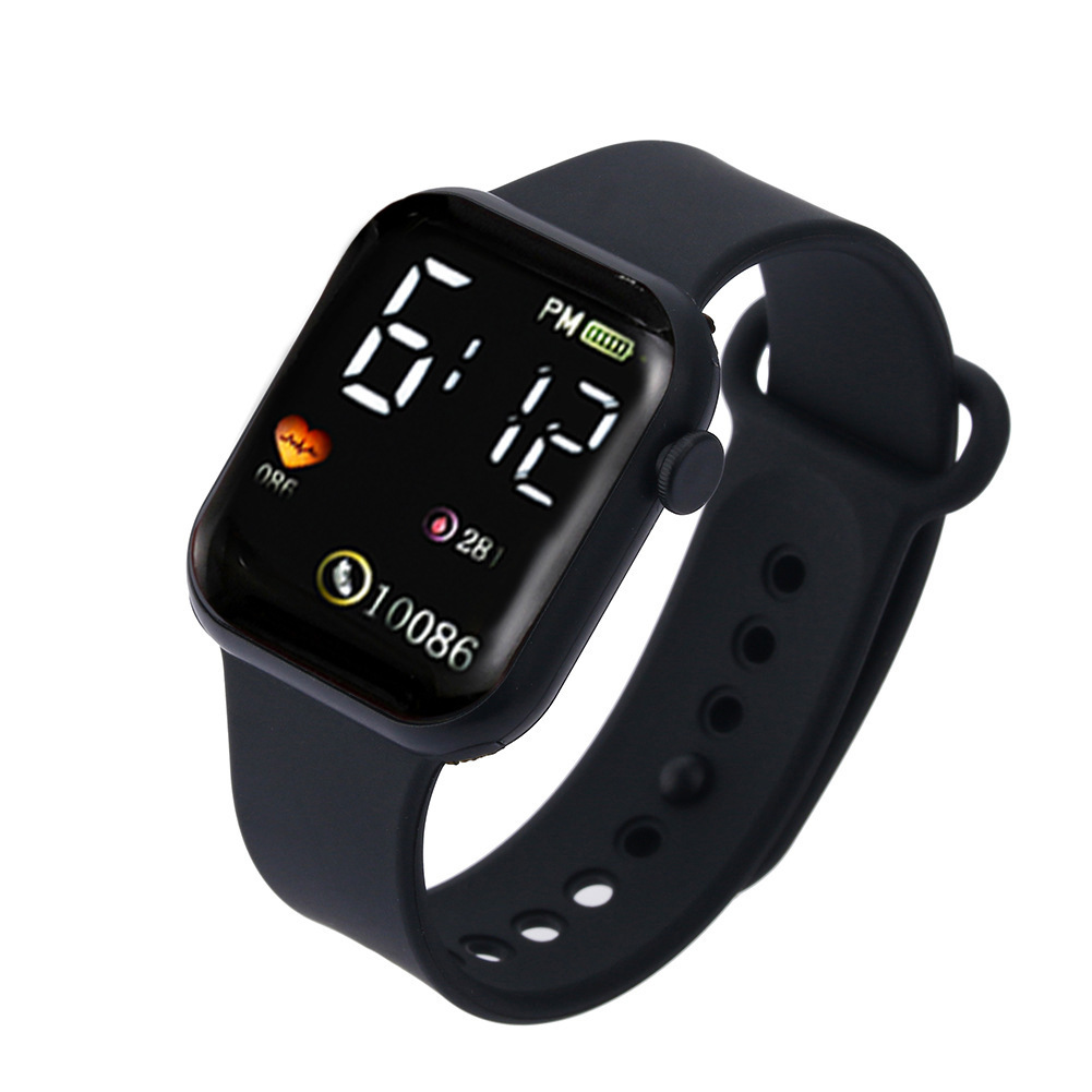 New LED Electronic Watch C002 Rainbow Square Apple Waterproof Digital Sports Student Watch Electronic Watch Men