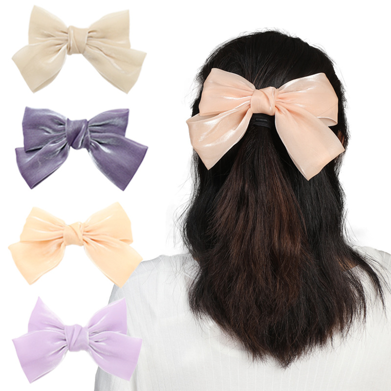 蝴蝶结发饰大蝴蝶结发夹发绳发饰韩版东大门网红大双层绸缎面料