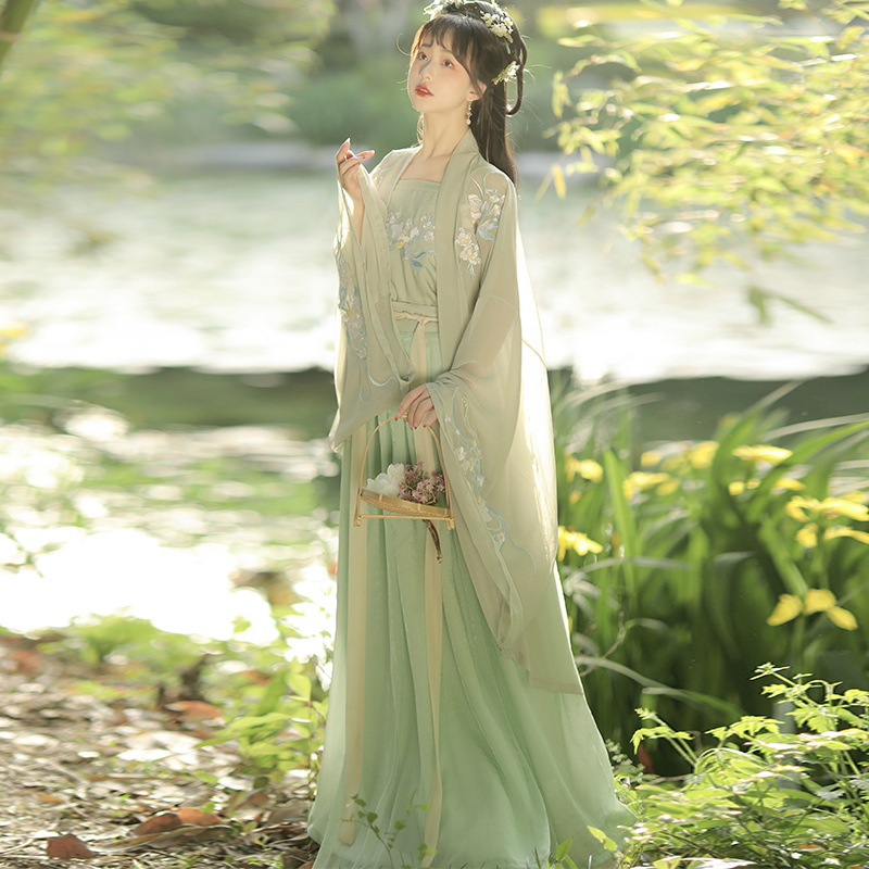 Spring and Summer New Ming-Made Super Ethereal and Flowy Waist-Length Hanfu Cross-Wear Women's Half-Sleeve Collar Shirt Fairy Ancient Style Han Chinese Clothing