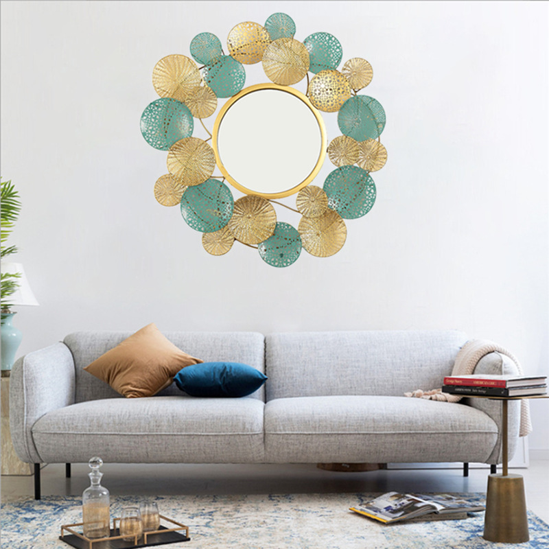铁艺壁饰镜子北欧轻奢软装家用饰品挂件沙发背景墙壁挂厂家批发