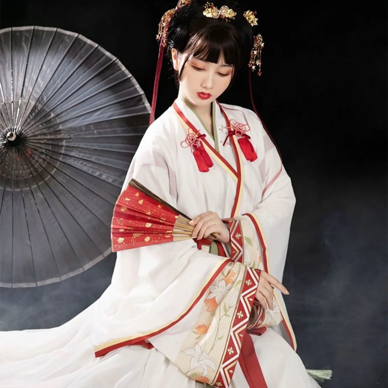 二十四乔繁花入梦:云裳仙晋制直领宽袖交窬裙原创改良汉服女春夏