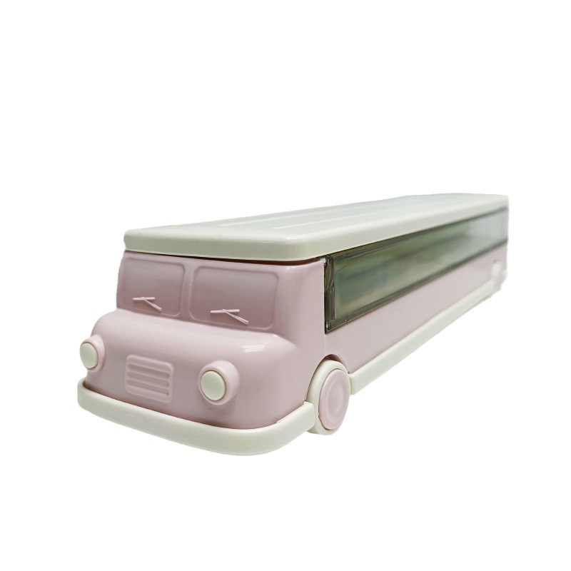 Cute Bus School Bus Double-Layer Magnetic Stationery Box Children's Handmade Diy Pencil Box Car Stationery Storage Box