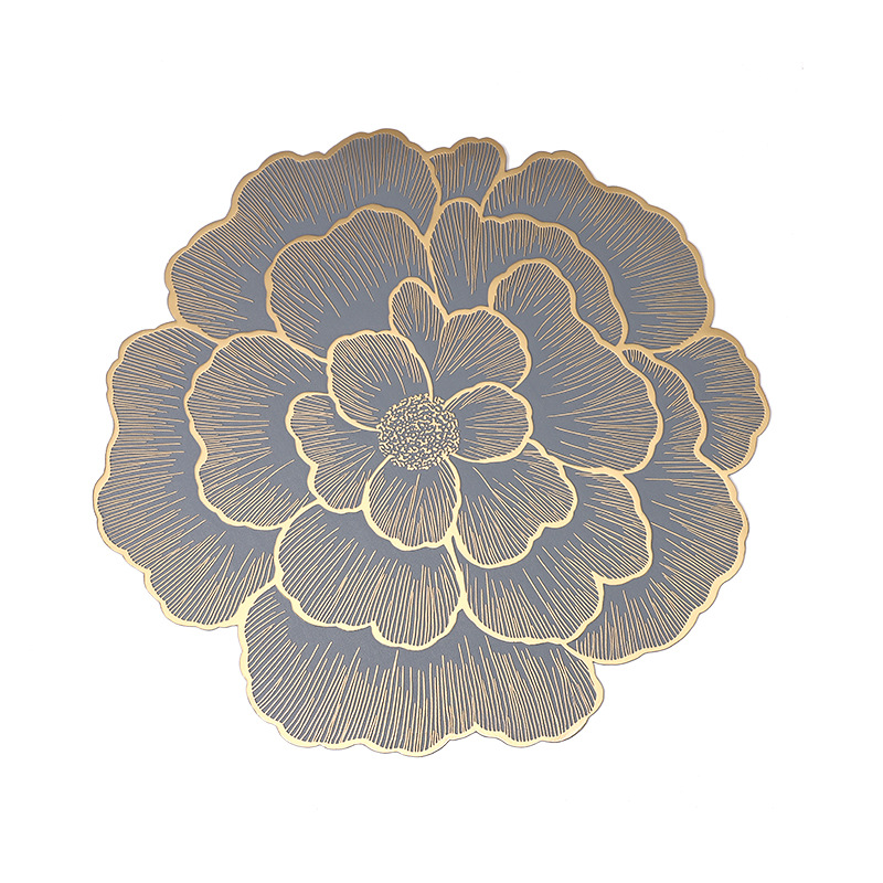 Pvc Chinese Rose Bottom Gilding Placemat Non-Slip Gilding Coaster Floral Pattern Creative Decoration Home Hotel Dining Table