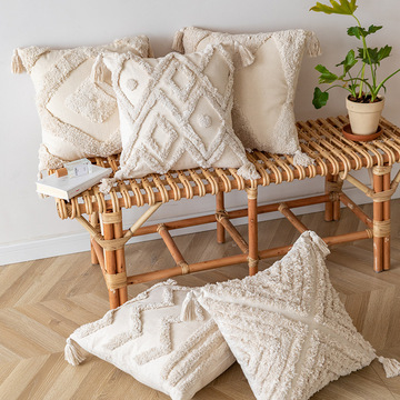 严选现代簇绒抱枕套卧室沙发办公室汽车靠垫民宿酒店靠枕抱枕枕套