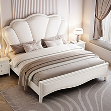 实木床美式大床1.8M现代简约公主床卧室婚床轻奢软包皮艺床欧式床