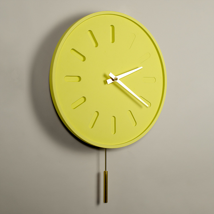 新款文创北欧挂钟免打孔客厅家用现代简约水泥时钟钟摆挂墙静音