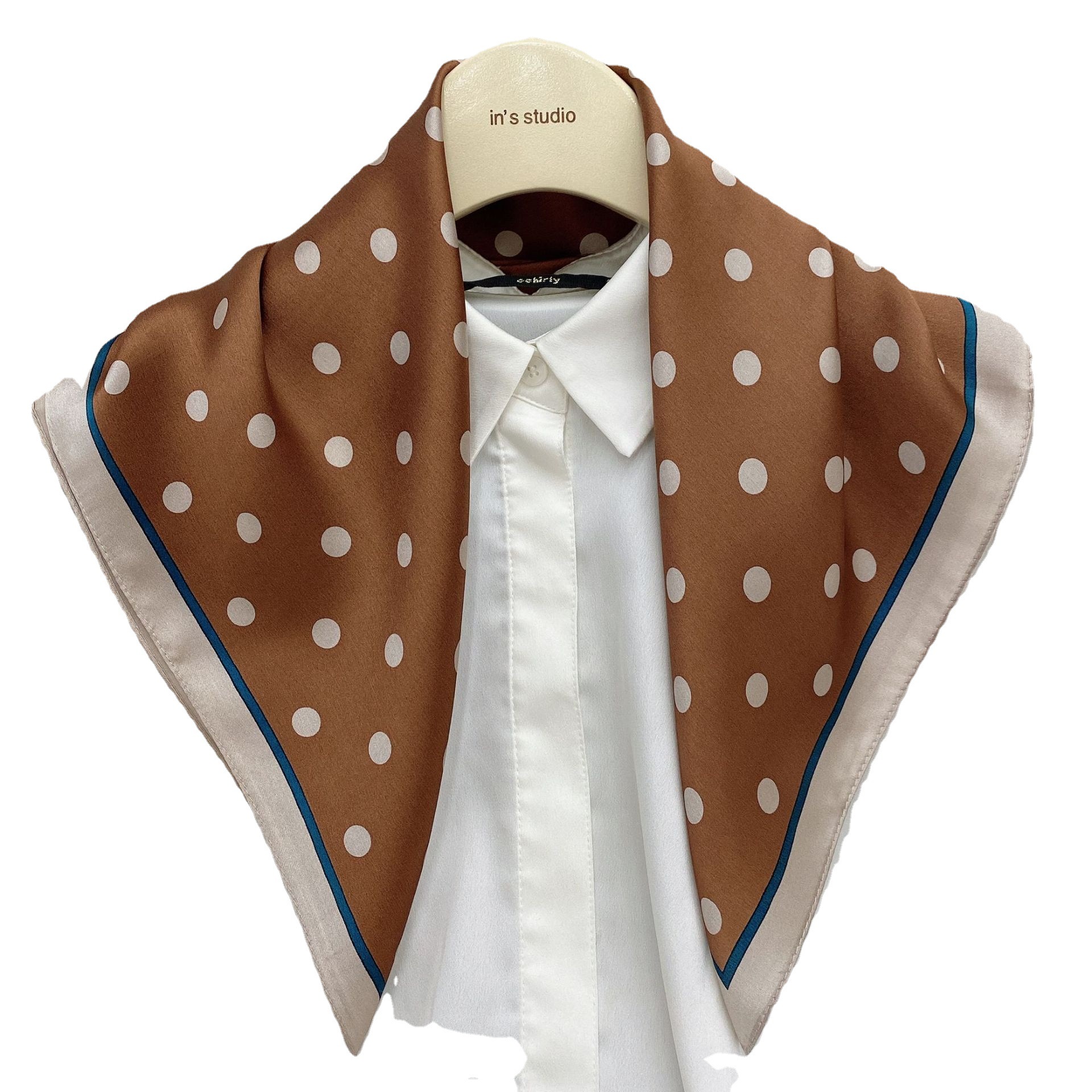 New Simple Series Retro Dots 53 × 53cm Mulberry Silk Silk Small Square Towel Female Professional Commute Style Small Scarf