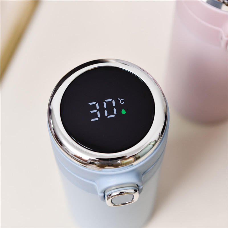 New Double-Layer Vacuum Bounce Cover Stainless Steel Vacuum Cup Intelligent Temperature Display Pea Cup Temperature Measuring Business Water Cup