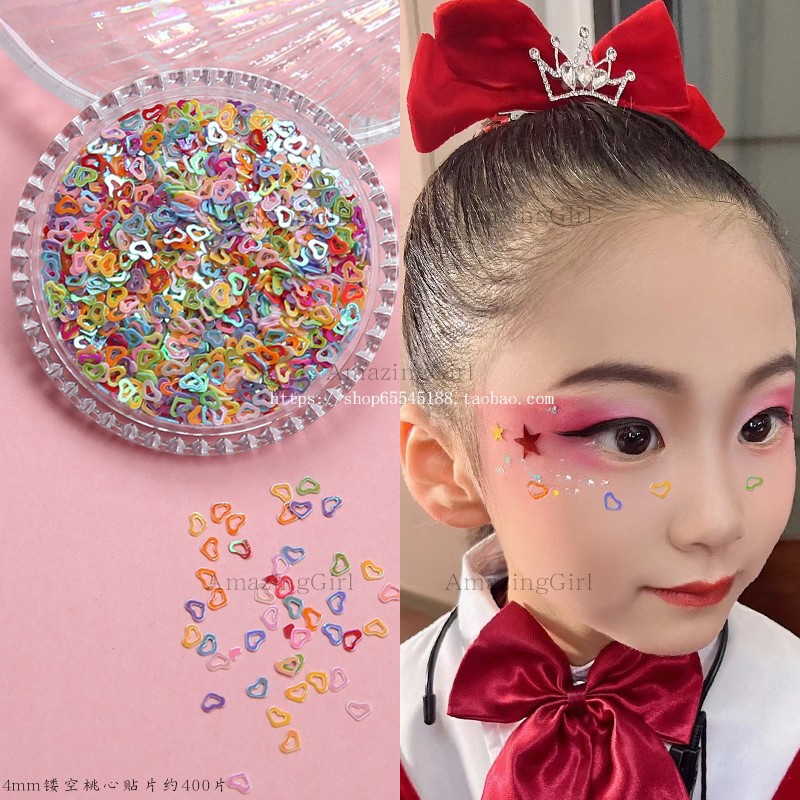 脸上贴饰品化妆钻贴脸儿童眼妆亮钻泪钻珍珠蝴蝶舞台妆演唱会脸贴