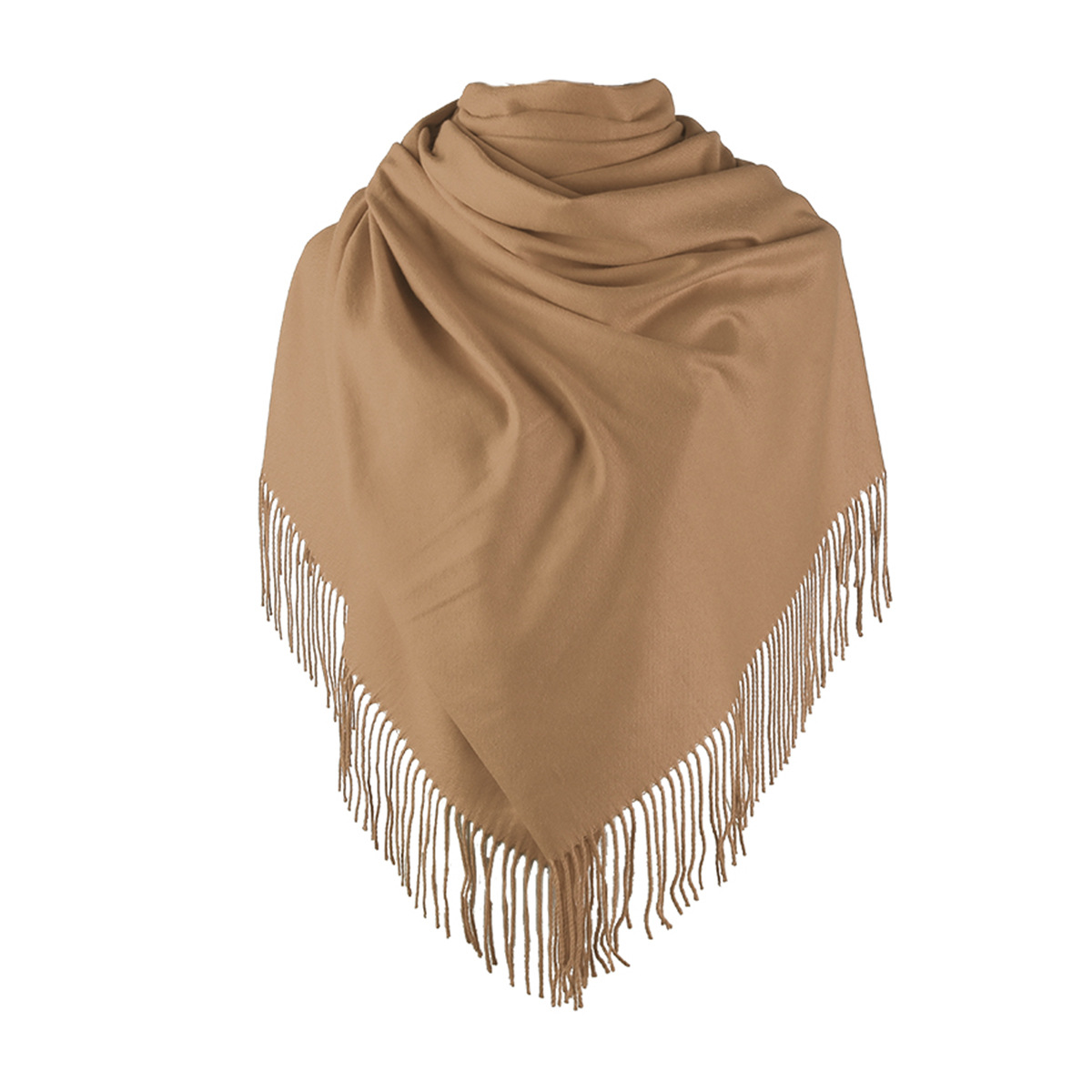 Factory Direct Sales Winter Trendy Shawl Cross-Border Cashmere Women's Solid Color Scarf Thickened Warm Long Fringe Scarf