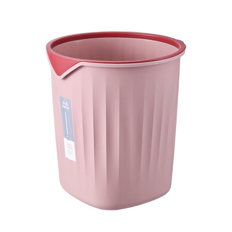 Songtai Household Kitchen Trash Can Living Room Creative Dust Basket without Lid with Pressure Ring Toilet Plastic Wastebasket