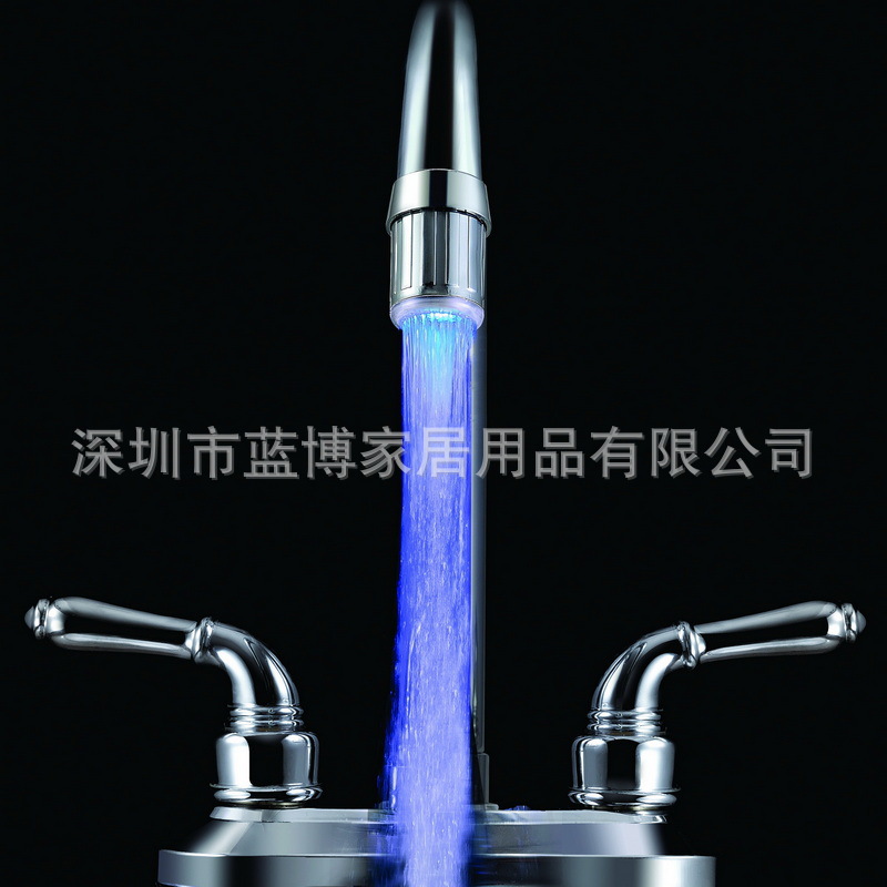 Led Faucet Led Temperature Control Temperature Sensing/Colorful/Monochrome Luminous Faucet Three-Color Chameleon Head Water Faucet Water Tap