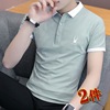 summer pure cotton Led Short sleeved T-shirt Trend Korean Edition Lapel man polo Short sleeved summer clothes men's wear