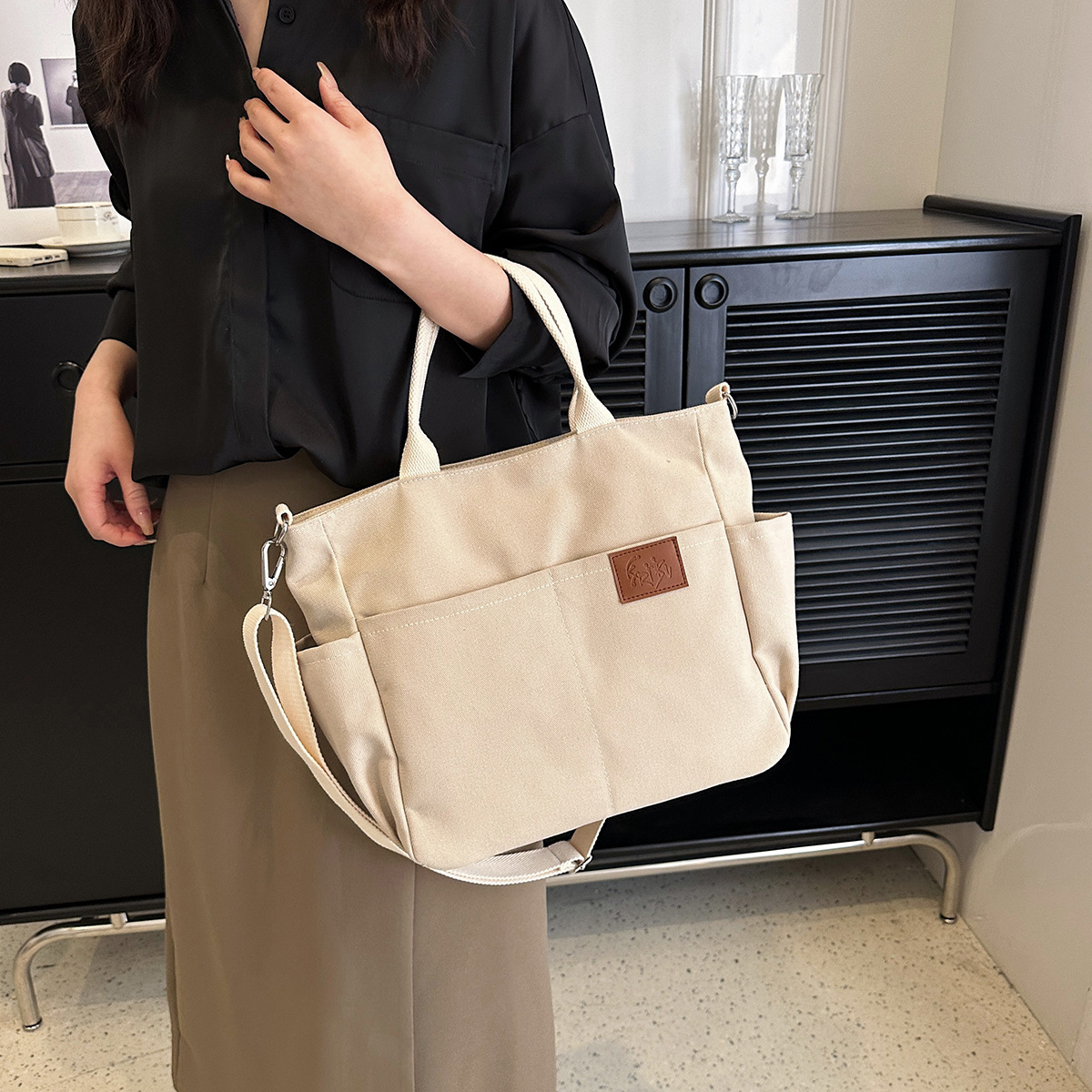 Cross-Border New Arrival Large Capacity Canvas Bag Women's Retro Hand-Carrying Shoulder Bag Fashion All-Match Tote Bag Hot Wholesale women bag