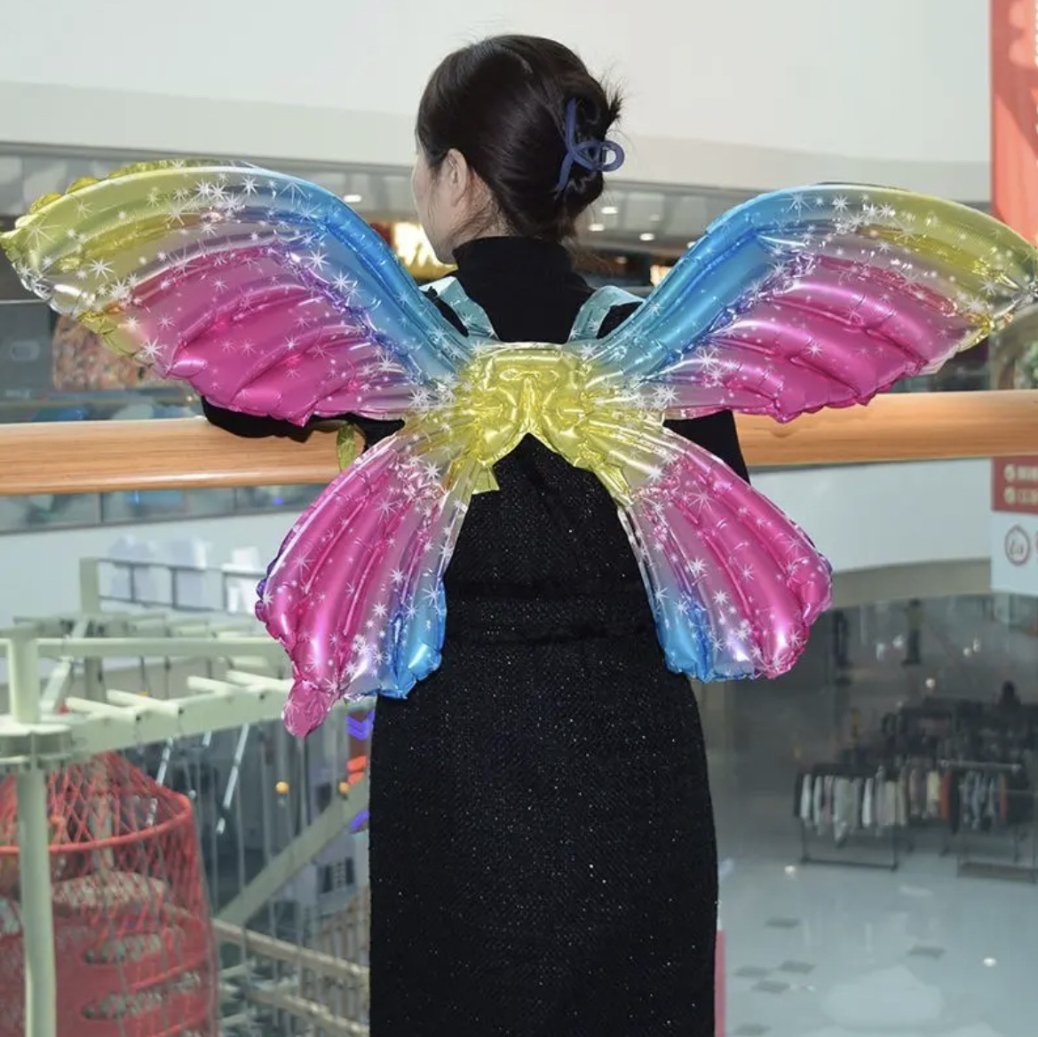 新款蝴蝶翅膀气球天使翅膀铝膜气球儿童生日派对聚会拍照道具发光