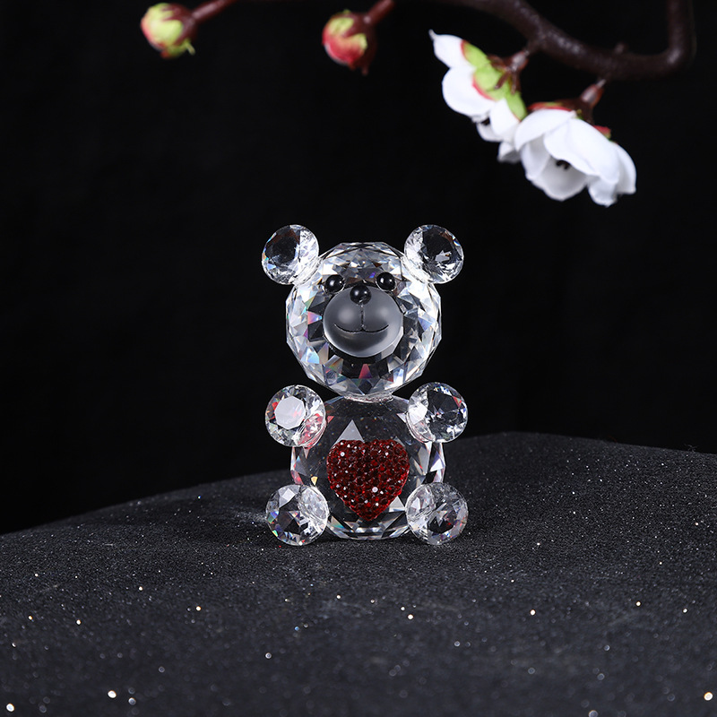 水晶工艺品可爱水晶熊 厂家直供 水晶小熊装饰品情侣情人节礼物