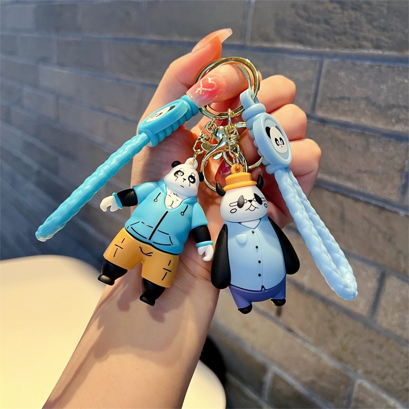 Creative Cartoon Panda Family with Keychain Cute Hip Hop Panda Key Chain Men and Women Handbag Pendant Wholesale