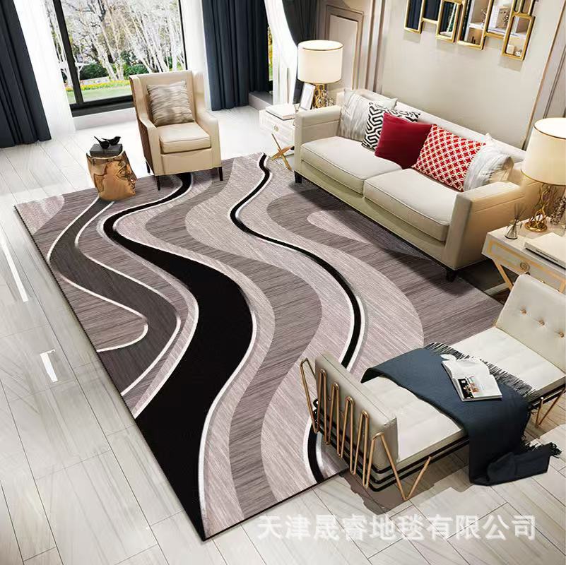 跨境亚马逊现代抽象简约客厅地毯轻奢卧室床边毯厂家可贴标代发