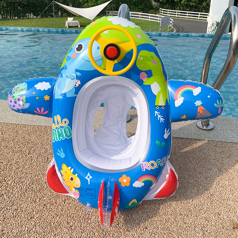 Internet Hot New Inflatable Child's Ring for Sitting Swimming Ring Baby Pedestal Ring Baby Aircraft Steering Wheel Thickened 1-6 Years Old