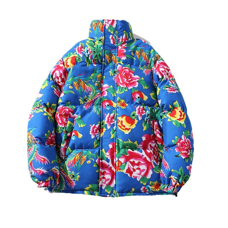 Flower Cotton-Padded Jacket Couple Winter Thicken Thermal Bread Coat Cotton-Padded Coat Northeast Big Flower Chinese Hanfu Wholesale Cotton-Padded Jacket