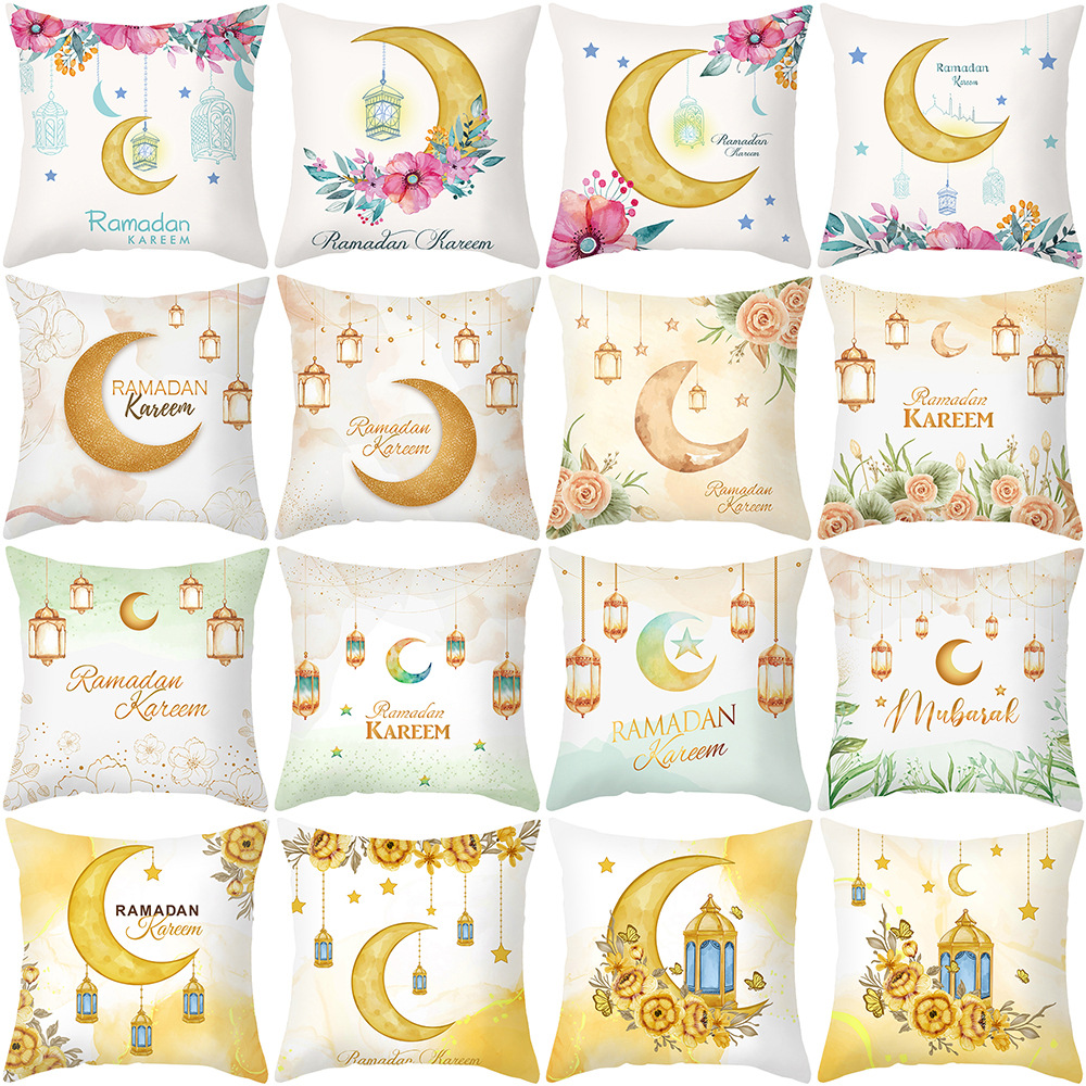 Printed Pillowcase Ramadan Golden Moon Muslim Super Soft Couch Pillow Super Soft Cushion Covers