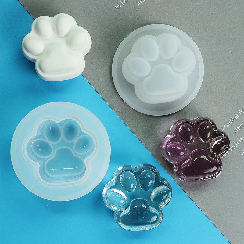 diy水晶滴胶模具单个镜面磨砂小号猫爪摆台饰品硅胶模具现货批发