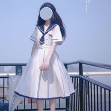 日系JK制服学院风甜美显瘦绀色银灰色学生水手服连衣裙盛夏服