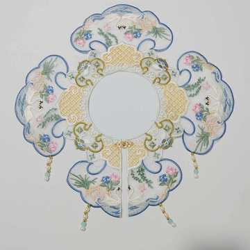 新款汉服马面裙中式领花云肩珍珠刺绣儿童古风服饰装饰系扣假领子