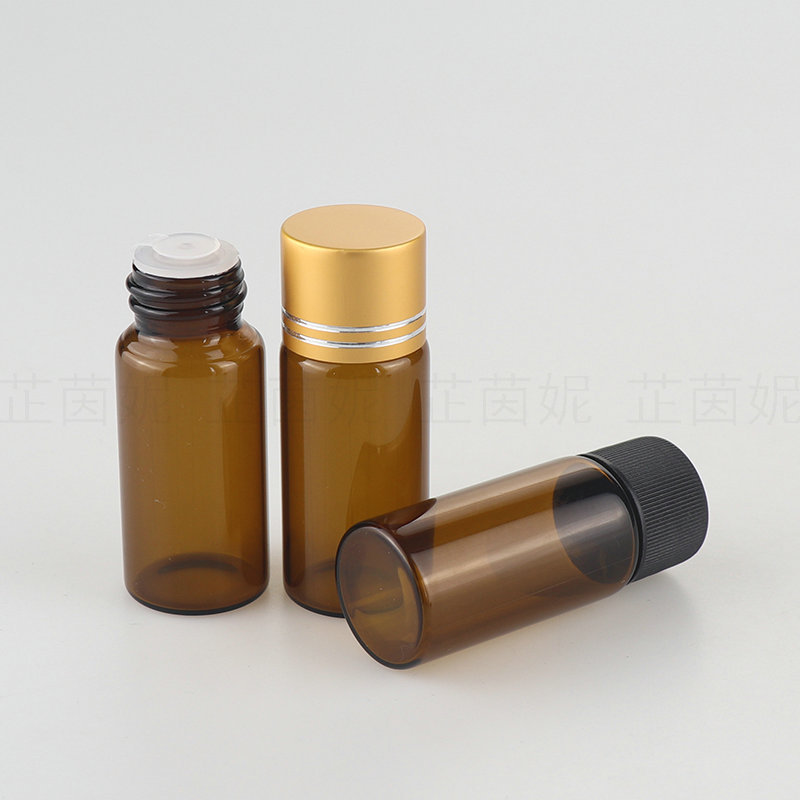 10ml透明棕色管制玻璃螺口瓶 拉管精油瓶 分装瓶 小样品瓶 现货