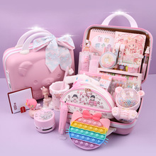 高端礼品少女心文具套装六一礼盒粉色行李箱女孩生日礼物立体手账