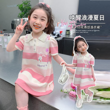 夏季女童兔子印花POLO裙短袖童装棉衣服裙子儿童服装公主裙夏