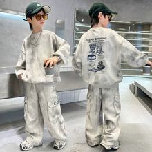 男童春装套装2025新款痞帅炸街工装儿童衣服男大童