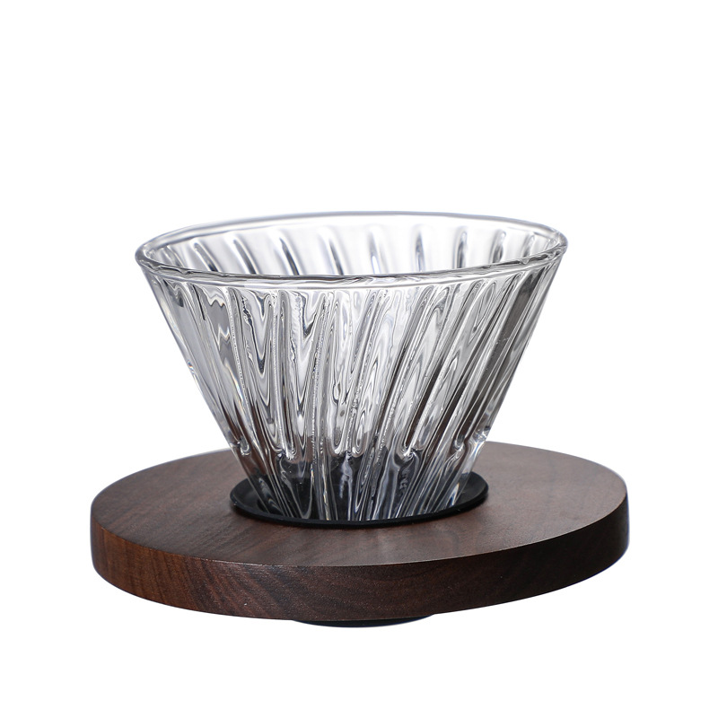 Glass Coffee Sharing Pot Coffee Set Glass Coffee Funnel Coffee Filter Paper Walnut Tray Silicone Funnel Filter Cup