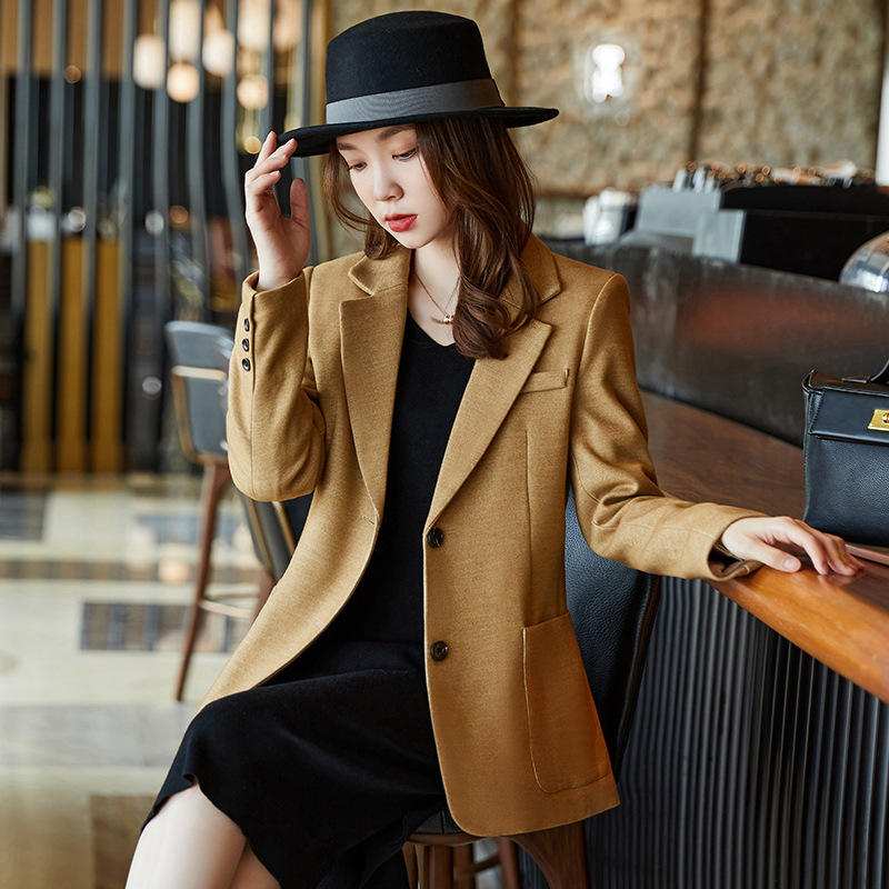 毛呢西装外套女秋冬厚款高端时尚气质呢子外套小个子短款休闲西服