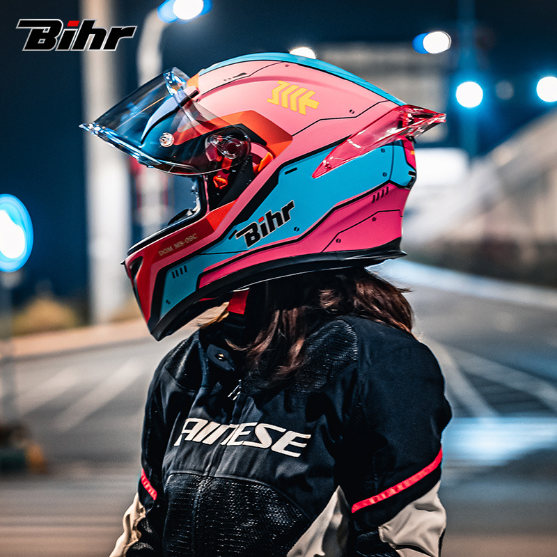 意大利bihr头盔大尾翼碳纤维男女骑士安全冬季电动摩托车机车全盔