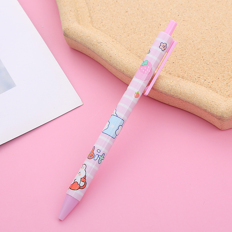 INS Good-looking Naughty Rabbit Pressing Pen Creative Student Press Ball Pen Office Stationery 0.5 Bullet Signature Pen