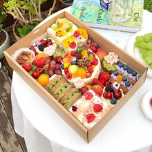开窗牛皮纸露营野餐盒甜品蛋糕盒野餐打包盒野餐盒子一次性纸盒