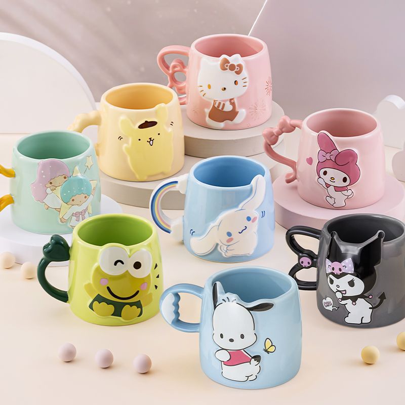 hellokitty杯子陶瓷马克杯创意浮雕杯可爱ins风水杯高颜值卡通杯